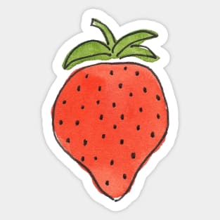 Watercolour and Ink Strawberry Sticker